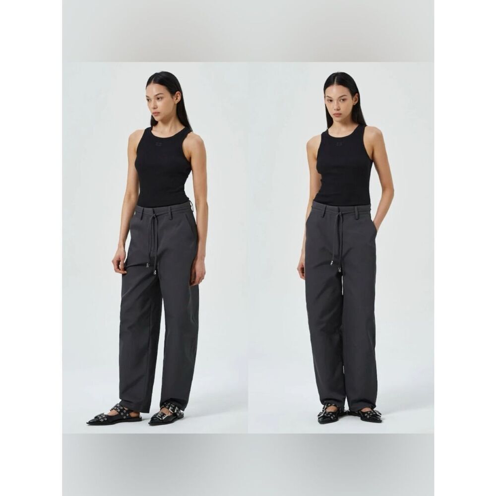 GANNI Heavy Twill Curved Pants - Phantom